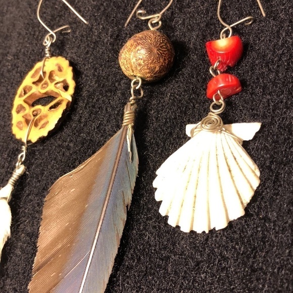 Feather 🪶 and shell 🐚 earrings - Picture 4 of 7